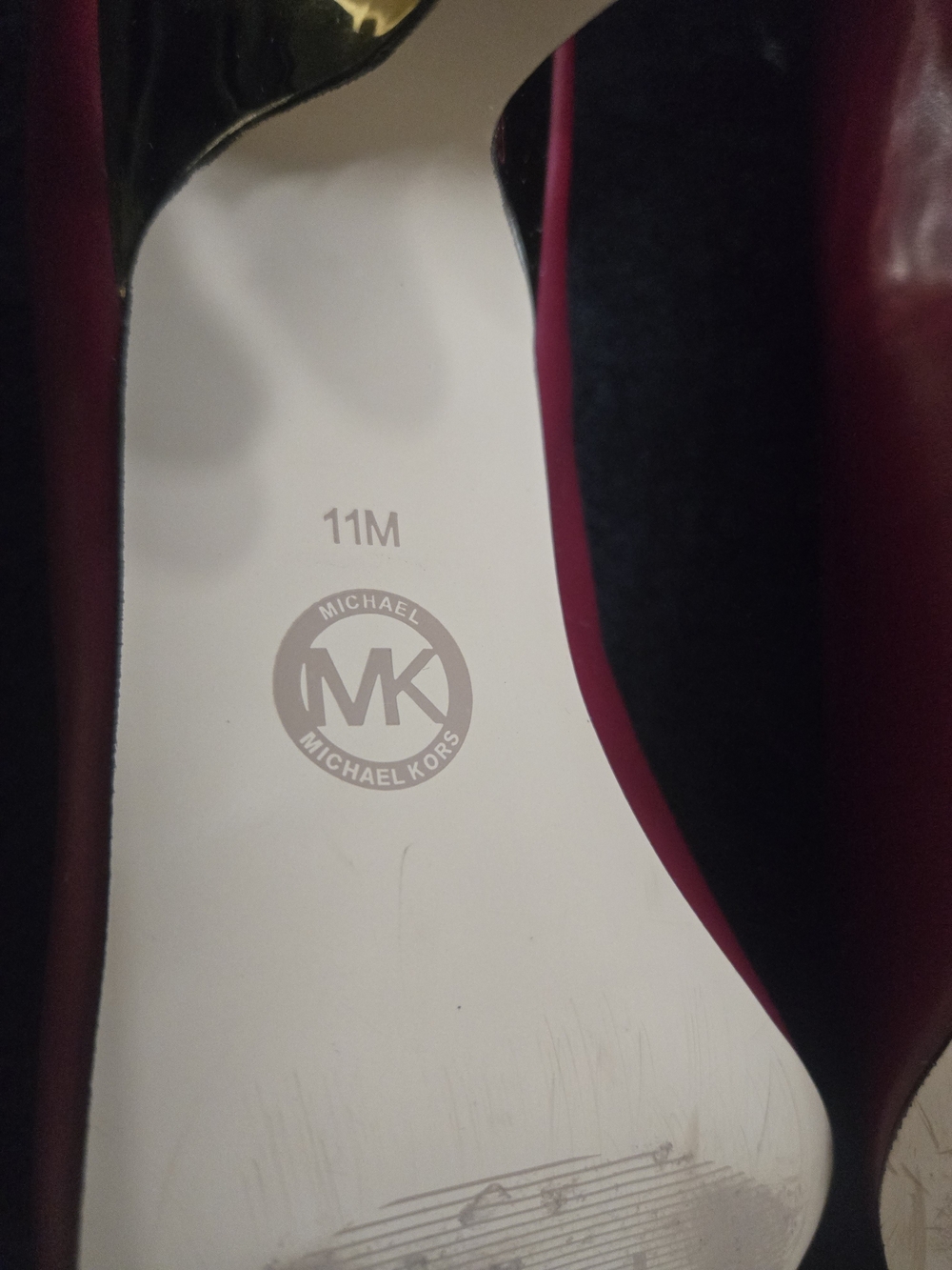 Michael Kors Women's Red Pointed-Toe Leather Gold Metal Heel Pumps Size 11/42 - Picture 9 of 12